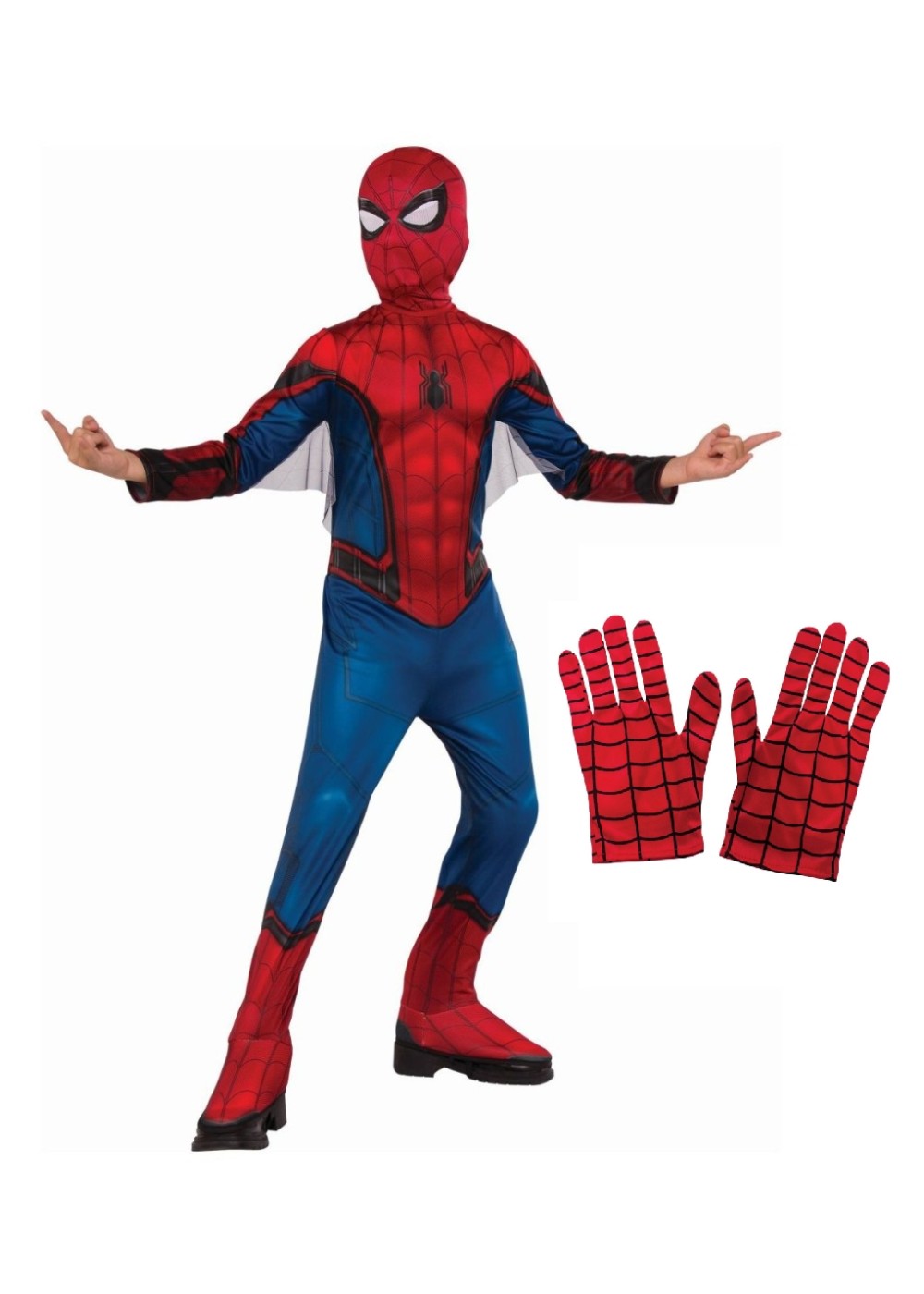 Spiderman Homecoming Boys Costume And Gloves Set