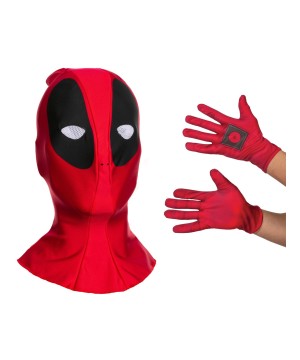 Adult Deadpool Costume Mask And Gloves Set