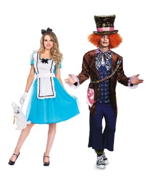 Mad Hatter And Alice Adventure Couple Costume Kit