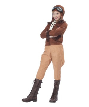 Amelia Earhart Aviator Big Girls Costume