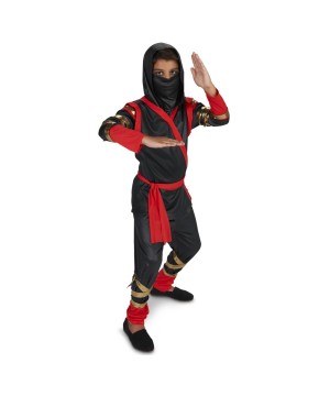 Black And Red Stealth Ninja Boys Costume