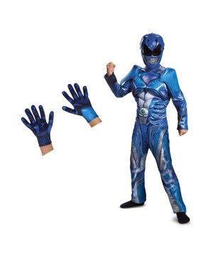 Blue Power Ranger Movie Boys Costume And Gloves Set