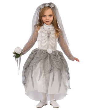 White Skeleton Bride Girl Costume