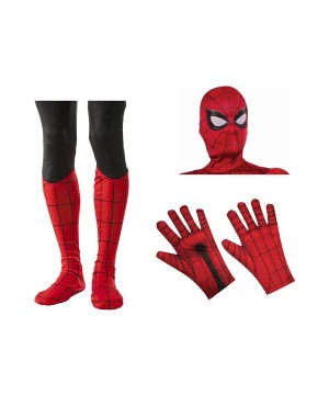 Boys Spiderman Costume Mask Gloves And Boot Tops Set