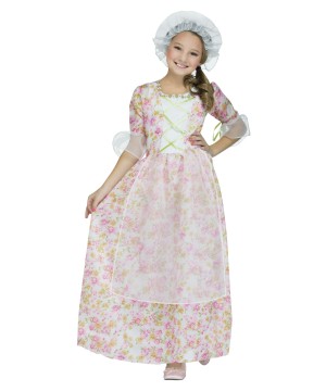 Colonial Girls Costume School Play Halloween Dress With Cap
