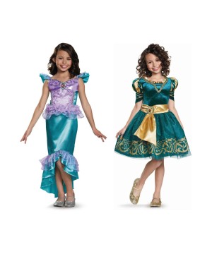 Disney Merida And Ariel Little Girls Costumes
