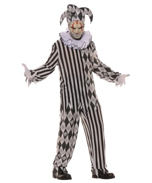 Scary Evil Harlequin Clown Teen Men Costume