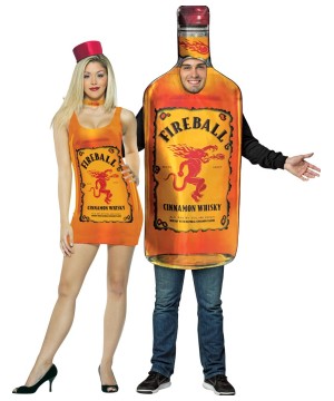 Fireball Dress And Bottle Couple Costume