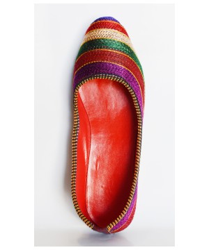 Multicolored Hand Stitched Flat Shoes Made In India