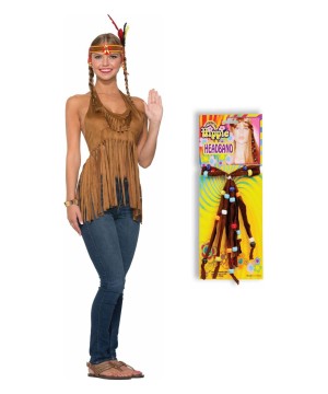 Hippie Top And Headpiece Woman Costume Set