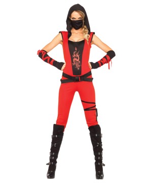 Sexy Ninja Womens Costume Halloween Red Dragon Assassin