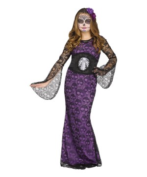 Day Of The Dead La Muerte Girls Costume