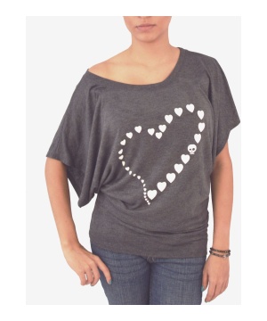 Bella Women?s Dark Grey Heather Draped Sleeve Tee With Unique Design