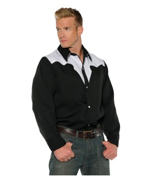 Mens Cowboy Shirt Black/white