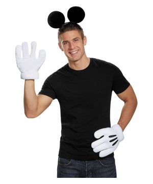 Disney Mickey Mouse Gloves And Ear Men Set