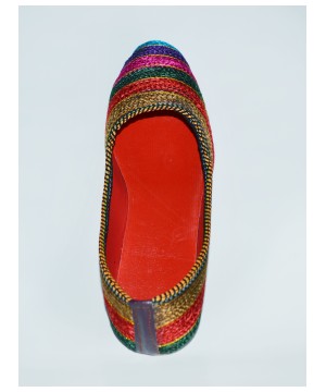 Multicolored Indian Flat Shoes Embroidered By Hand
