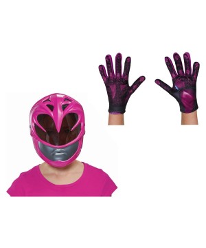 Girls Pink Power Ranger Movie Mask And Gloves Set