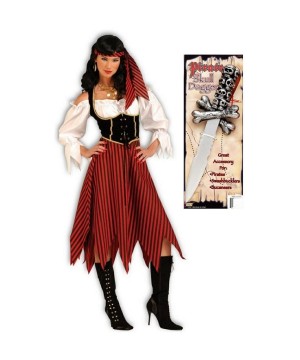 Pirate Maiden Women Costume And Skull Dagger Set