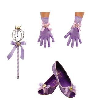 Girls Rapunzel Shoes Gloves And Wand Costume Accessory Set