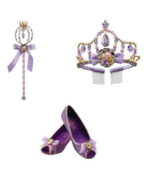 Disney Princess Rapunzel Wand Tiara And Shoes Girls Accessory Set