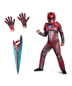 Boys Red Power Ranger Movie Costume Gloves And Sword Set