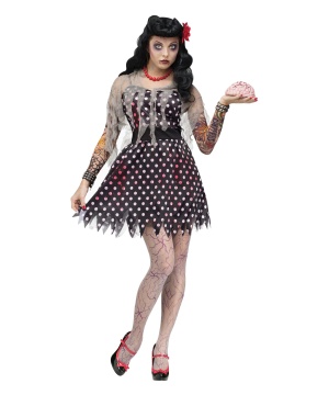 Rockabilly Zombie Womens Halloween Costume