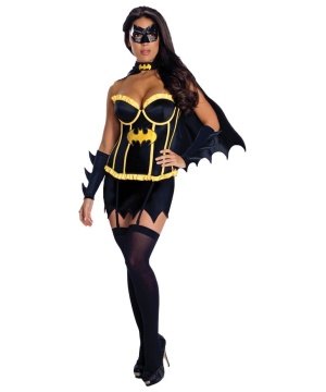 Batman Sidekick Sexy Batgirl Woman Costume Deluxe Black Corset