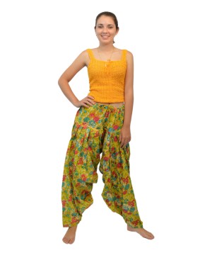 Short Patiala Salwar For Women In Green Cotton