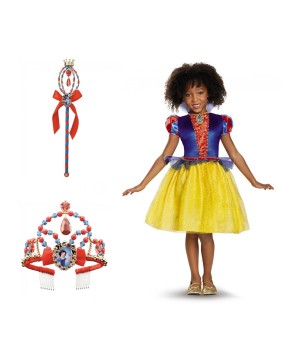 Disney Princess Snow White Dress Wand And Tiara Girls Costume Set