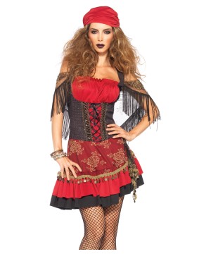 Womens Gypsy Costume Spanish Gitana Halloween Shawl Dress Head Scarf