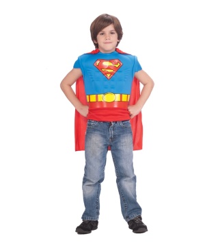 Boys Superman Muscle Costume Shirt And Cape