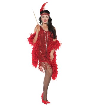 Red Flapper Swinging Woman Costume