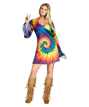 Hippie Dress And Tie Dye Women Costume