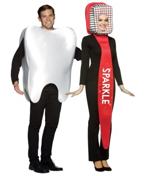 Tooth Toothbrush Couple Costume