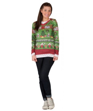 Ladies Ugly Christmas Vest Print Costume T?shirt