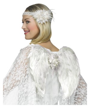 White Angel Women Headband And Wings Set