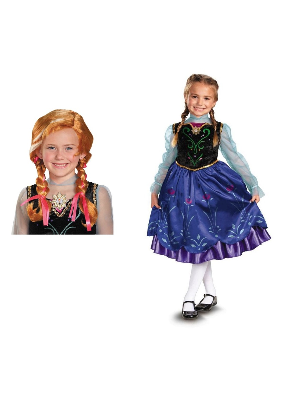 Disney Anna Girls Frozen Costume And Wig Set