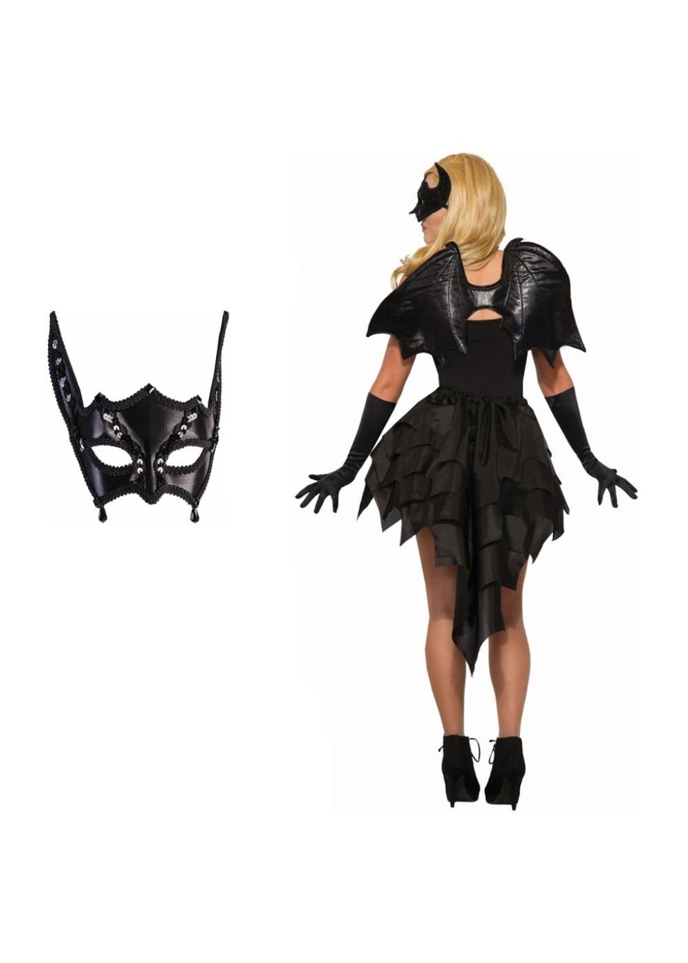 Bat Woman Costume Mask And Wings Set