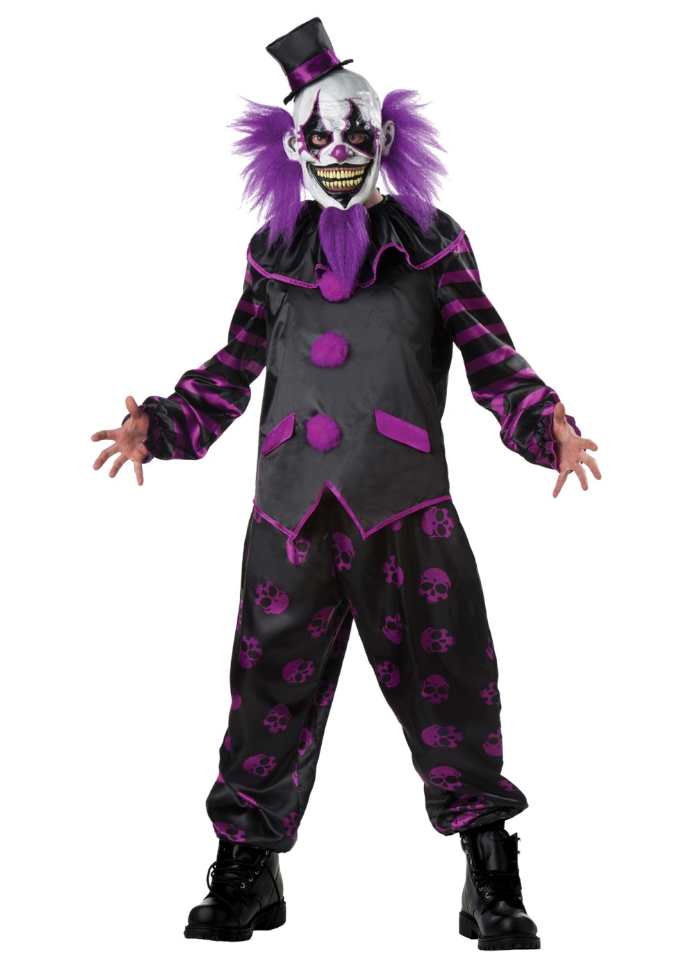 Scary Bearded Clown Man Costume