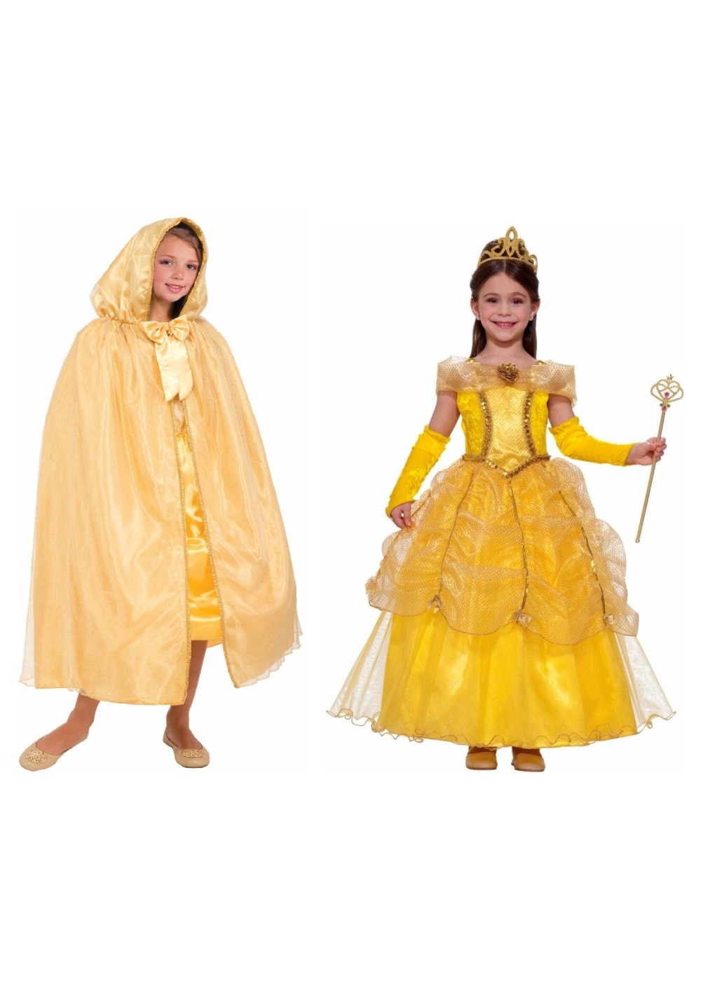 Girls Beauty And The Beast Belle Costume And Hooded Cape