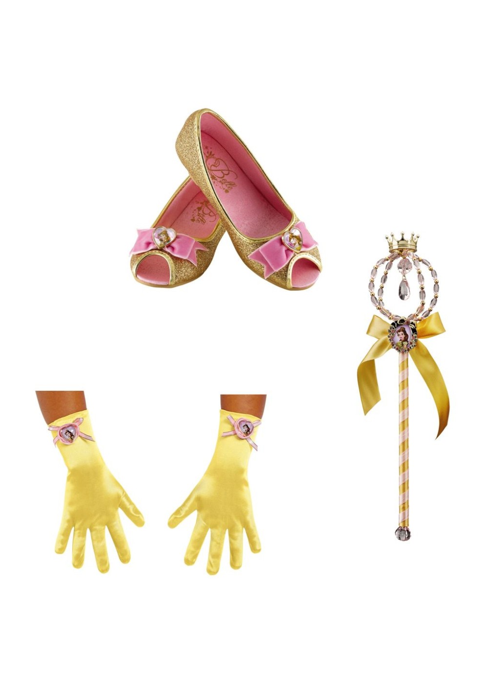 Girls Belle Costume Gloves Shoes And Wand Set