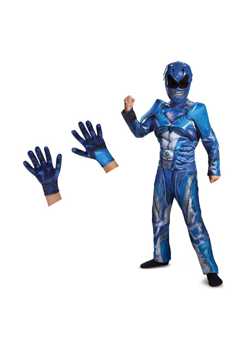 Blue Power Ranger Movie Boys Costume And Gloves Set