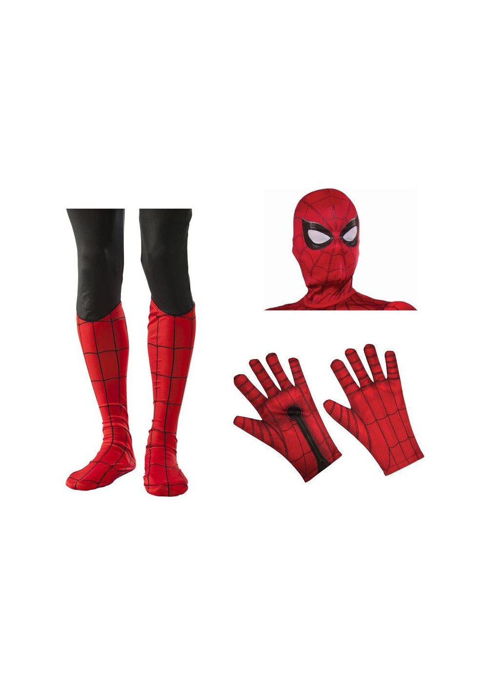 Boys Spiderman Costume Mask Gloves And Boot Tops Set