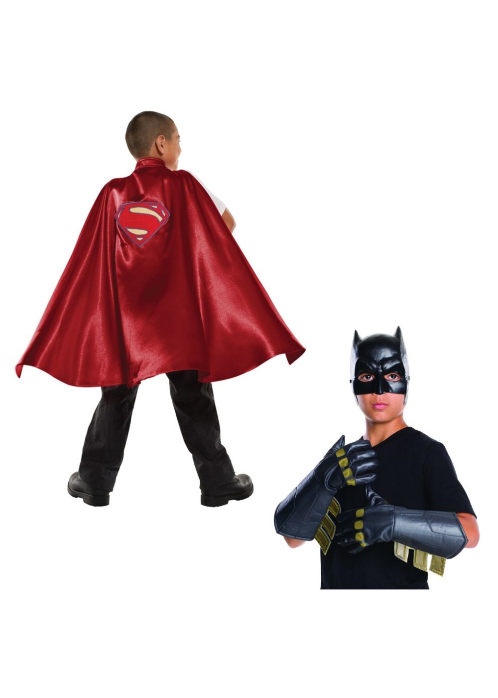 Boys Superman Cape And Batman Gauntlets Costume Kit