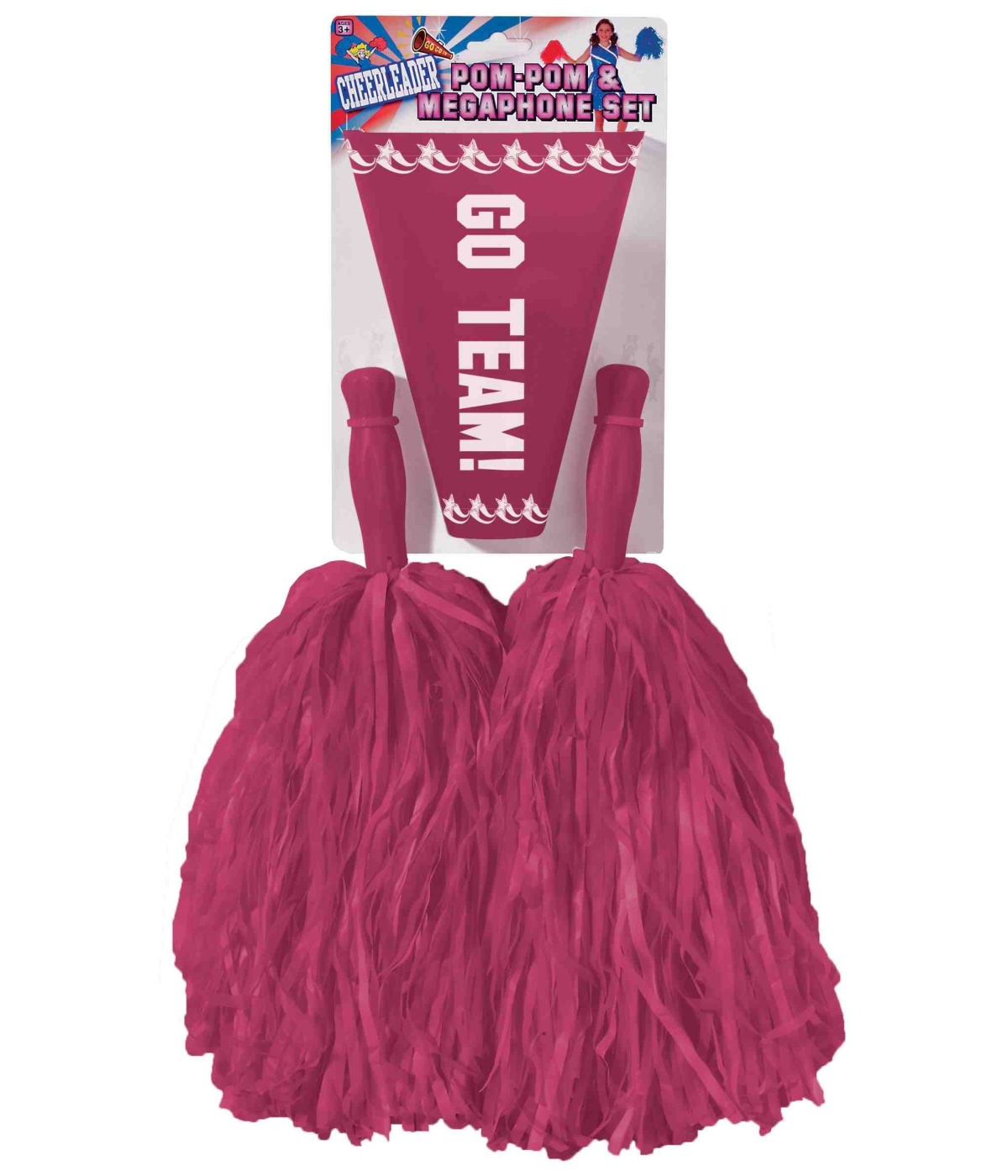 Burgundy Cheerleader Plastic Girls Pom Pom 2 Piece Set