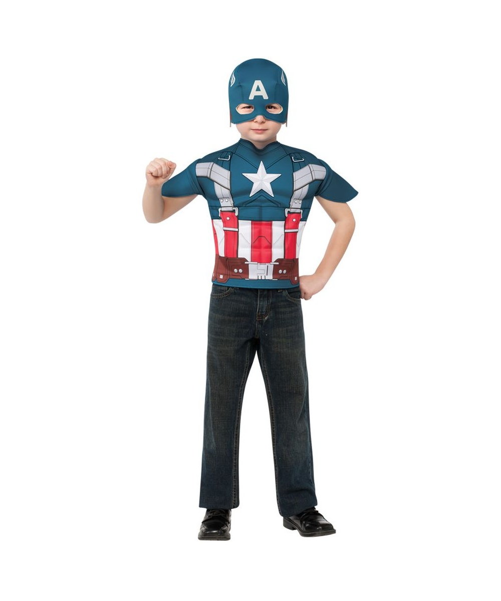 Captain America Boys Costume Patriotic American Superhero Small