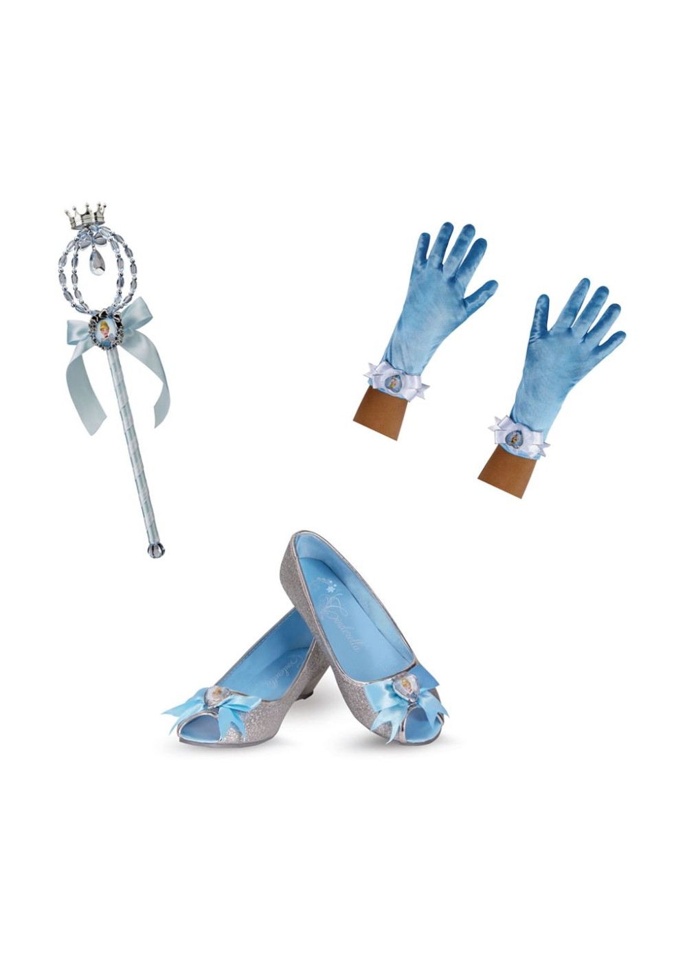 Girls Cinderella Gloves Shoes And Wand Set