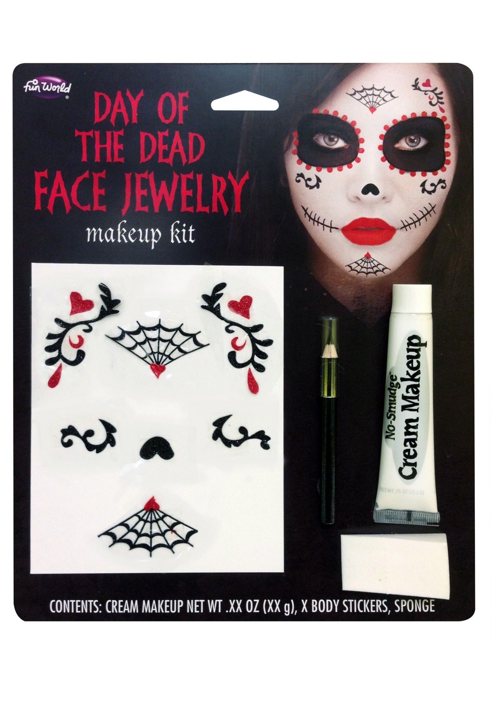 Day Of The Dead Face Jewelry Makeup Costume Accessory Set