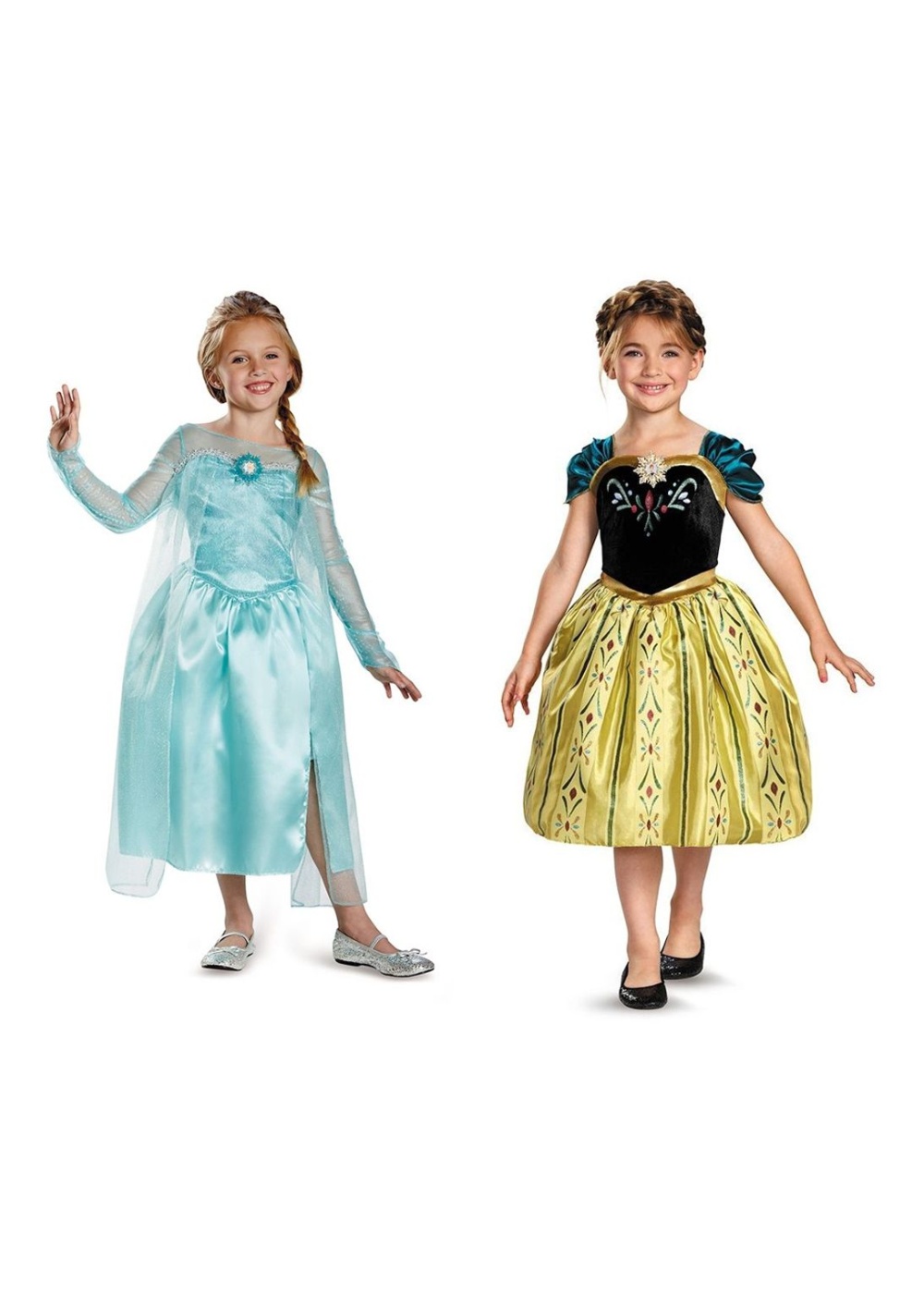 Disney Frozen Anna And Elsa Girl Costumes Set