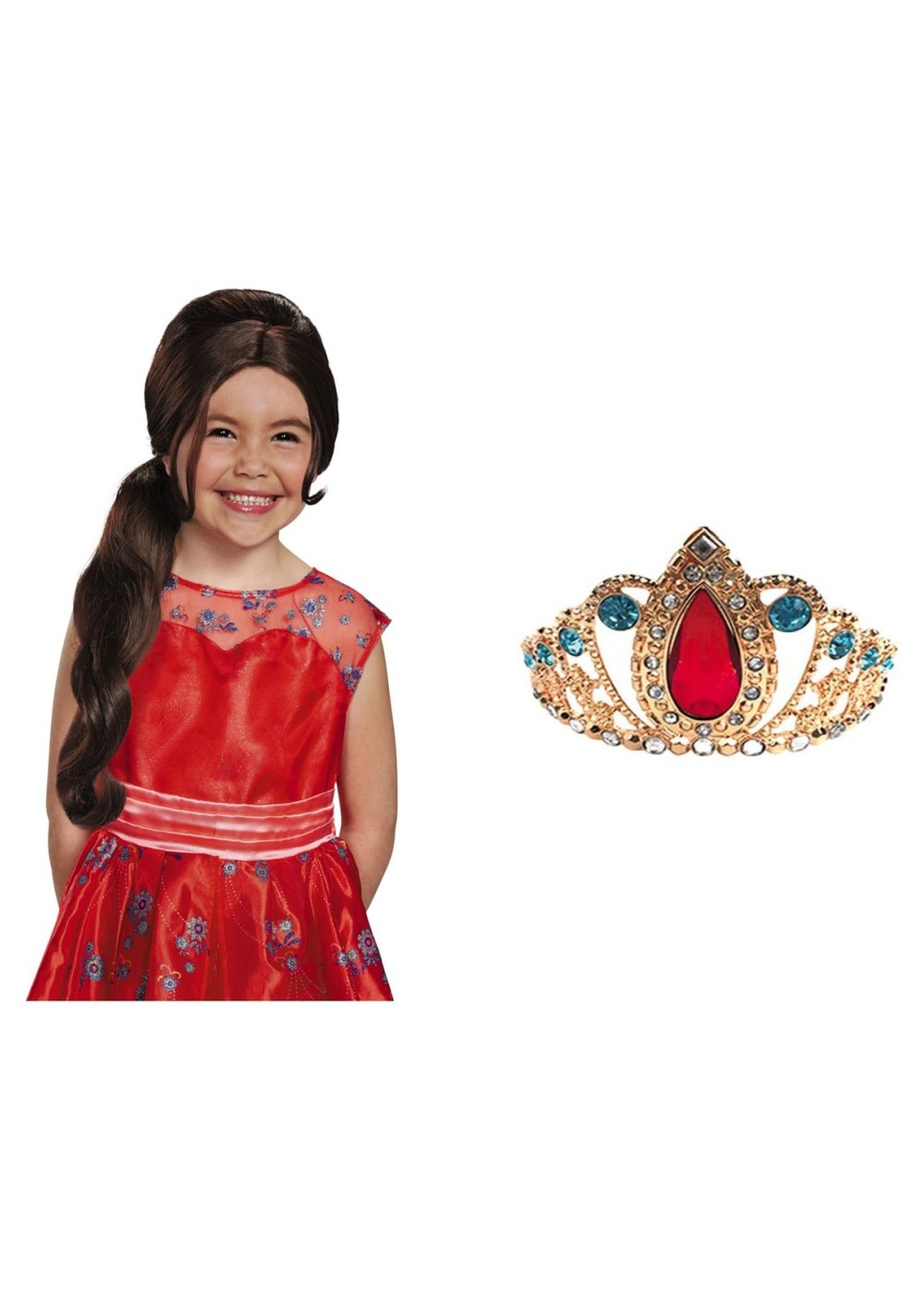 Disney Elena Of Avalor Princess Wig And Tiara Costume Kit